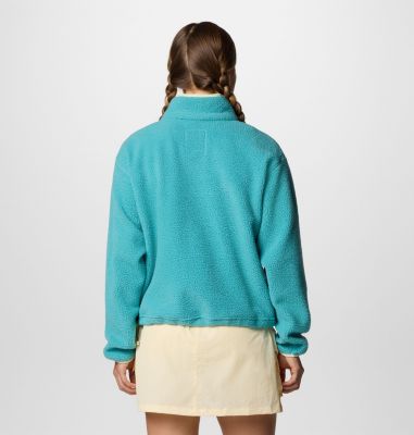 Women's Helvetia II Cropped Sherpa Half Snap Fleece, Color: Teal, image 24