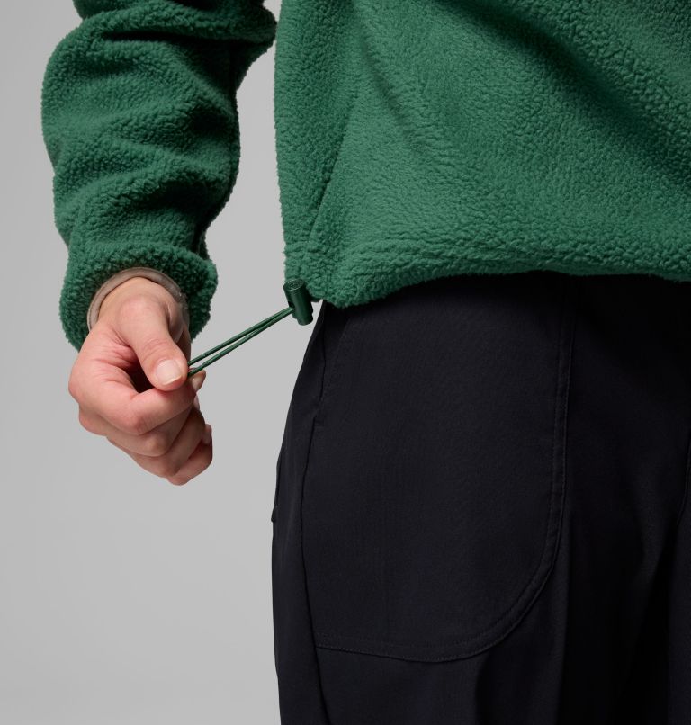 Women's Helvetia II Cropped Half Snap Fleece Pullover, Color: Rain Forest, Collegiate Navy, Dark Stone, image 6