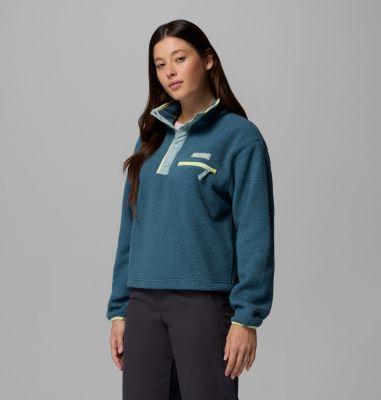 Forro polar sherpa corto con cierre medio Helvetia II para mujer, Color: Everblue, Crushed Blue, Citron Haze, image 4