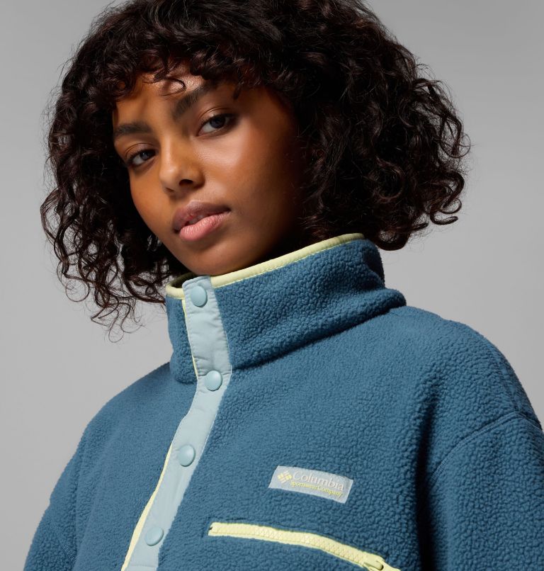 Women's Helvetia II Cropped Half Snap Fleece Pullover, Color: Everblue, Crushed Blue, Citron Haze, image 6