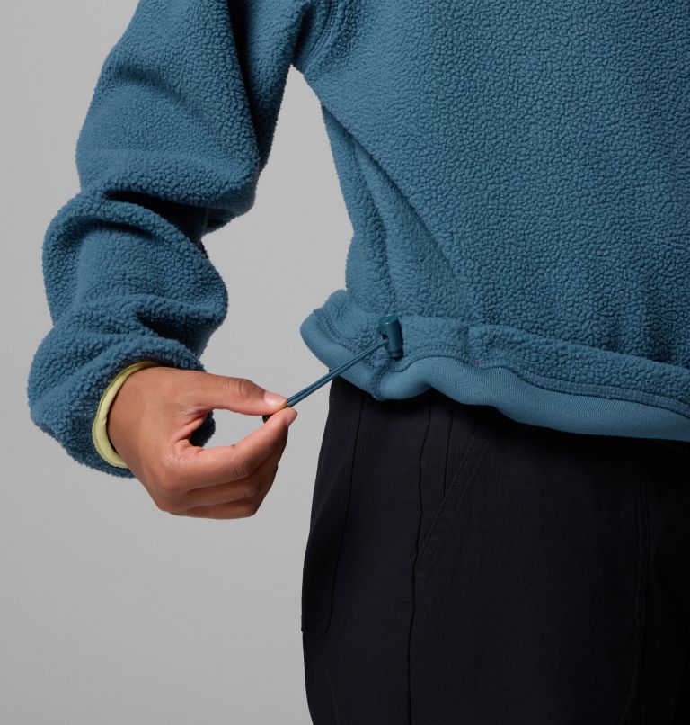 Women's Helvetia II Cropped Half Snap Fleece Pullover, Color: Everblue, Crushed Blue, Citron Haze, image 7