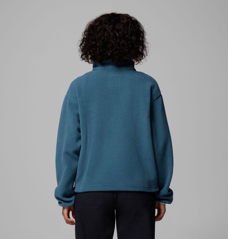 Women's Helvetia II Cropped Half Snap Fleece Pullover, Color: Everblue, Crushed Blue, Citron Haze, image 3