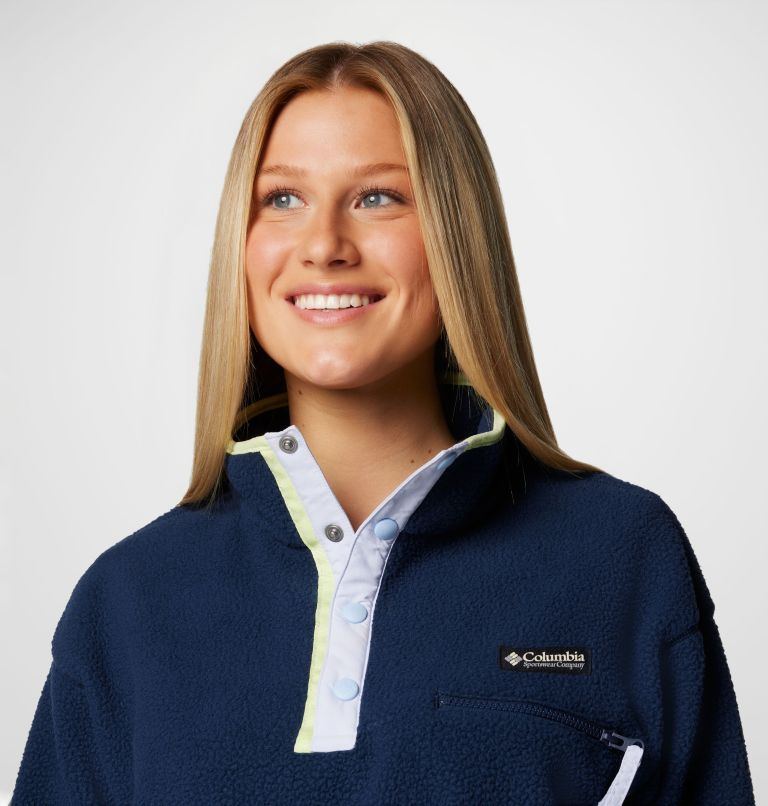 Women's Helvetia II Cropped Sherpa Half Snap Fleece, Color: Collegiate Navy, image 5