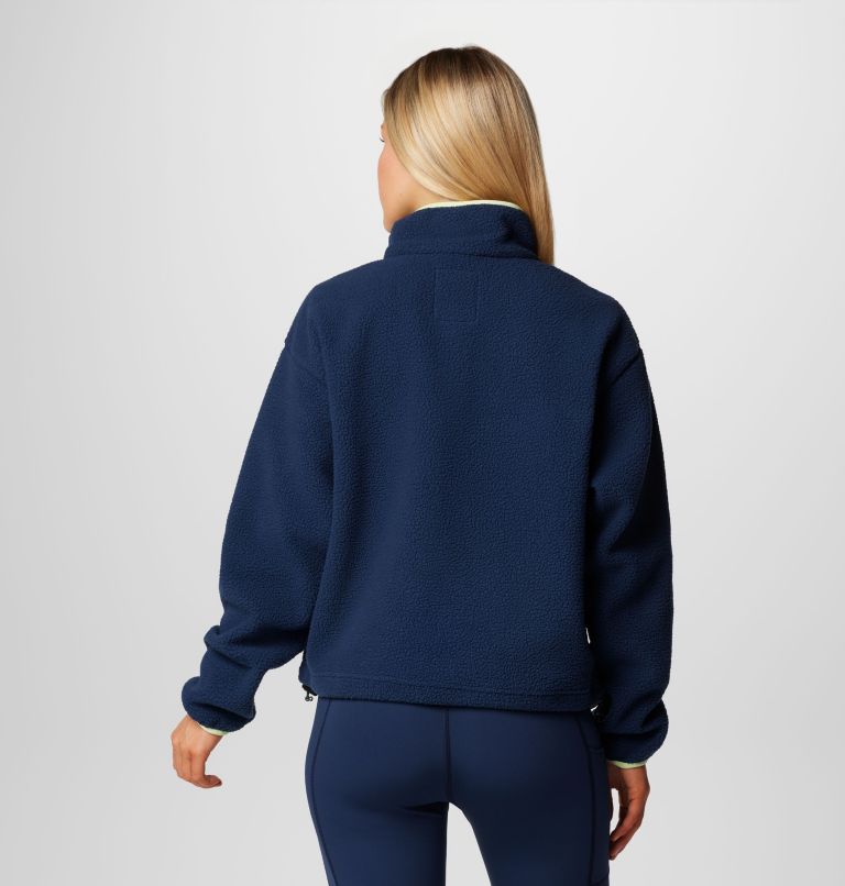 Women's Helvetia II Cropped Sherpa Half Snap Fleece, Color: Collegiate Navy, image 2