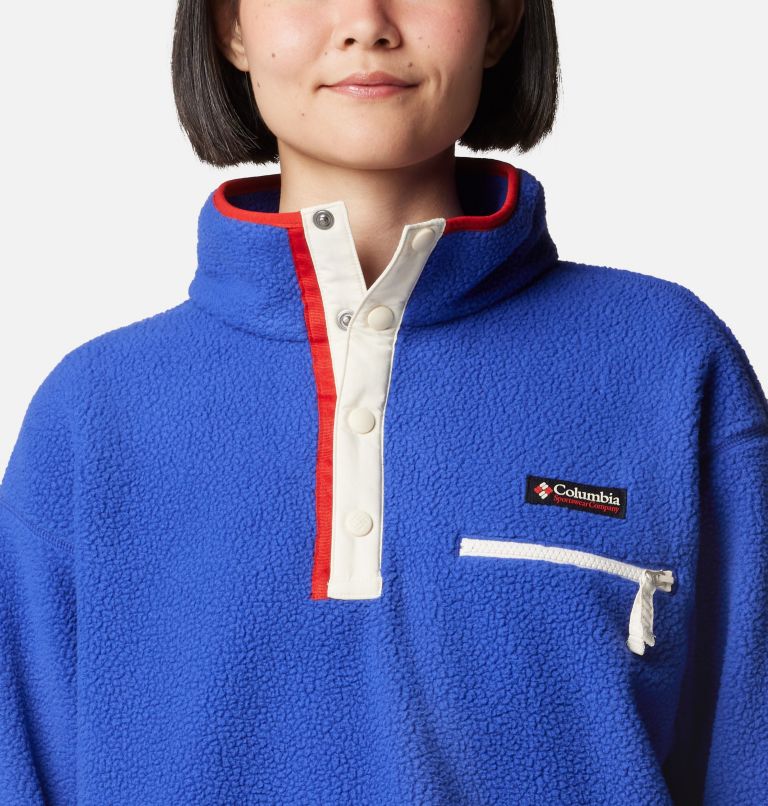 Helvetia II Cropped Half Snap Fleece, Color: Clematis Blue, image 4