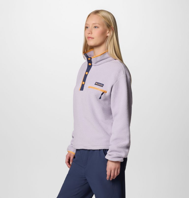 Polaire Sherpa Courte Semi-Boutonnée en Helvetia II Femme, Color: Lavender Pearl, image 3