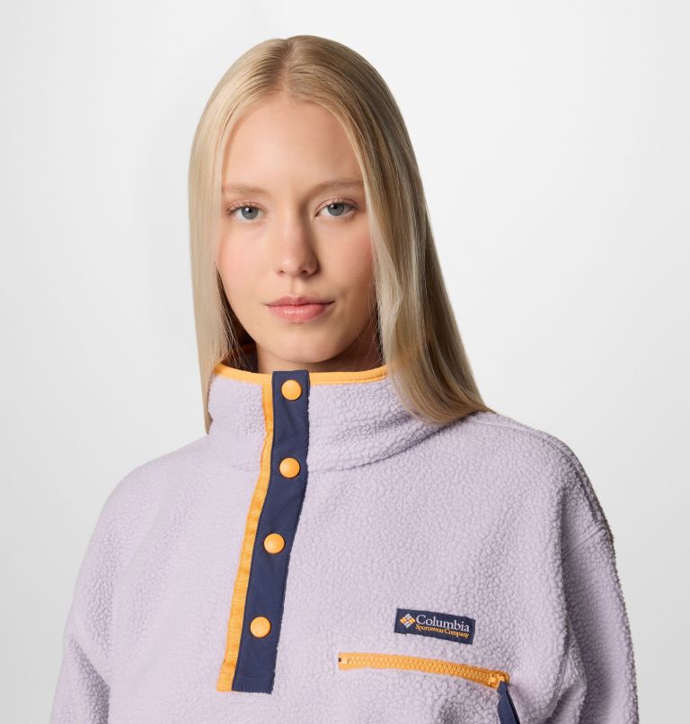 Polaire Sherpa Courte Semi-Boutonnée en Helvetia II Femme, Color: Lavender Pearl, image 4