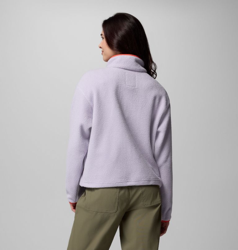 Women's Helvetia II Cropped Half Snap Fleece Pullover, Color: Lavender Pearl, Shale Purple, Zing, image 7