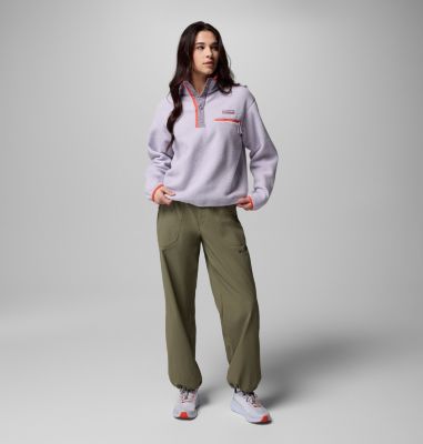 Women's Helvetia II Cropped Sherpa Half Snap Fleece, Color: Lavender Pearl, Shale Purple, Zing, image 4