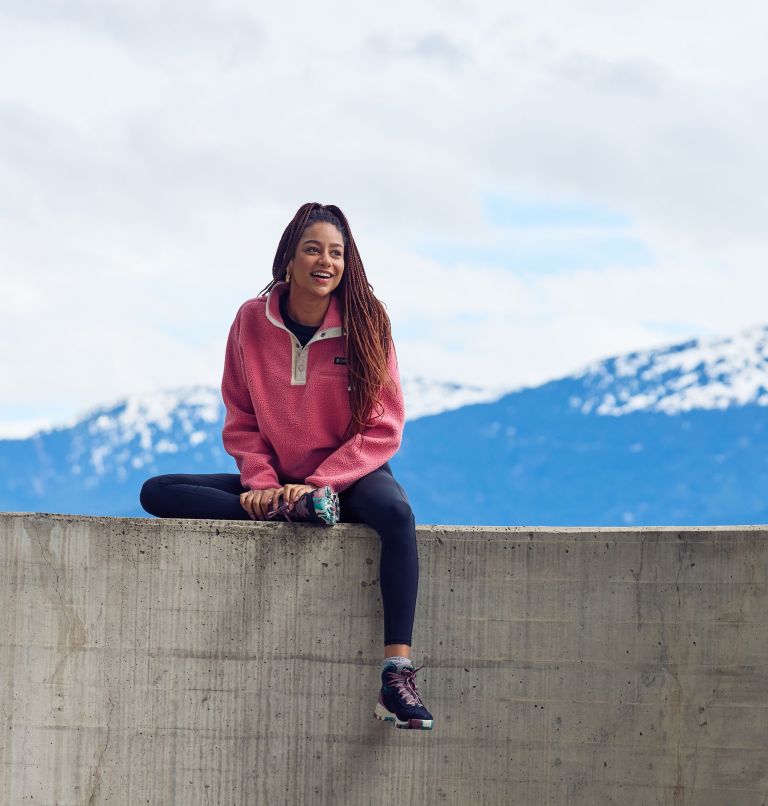 Helvetia II Cropped Half Snap Fleece, Color: Pink Agave, image 6