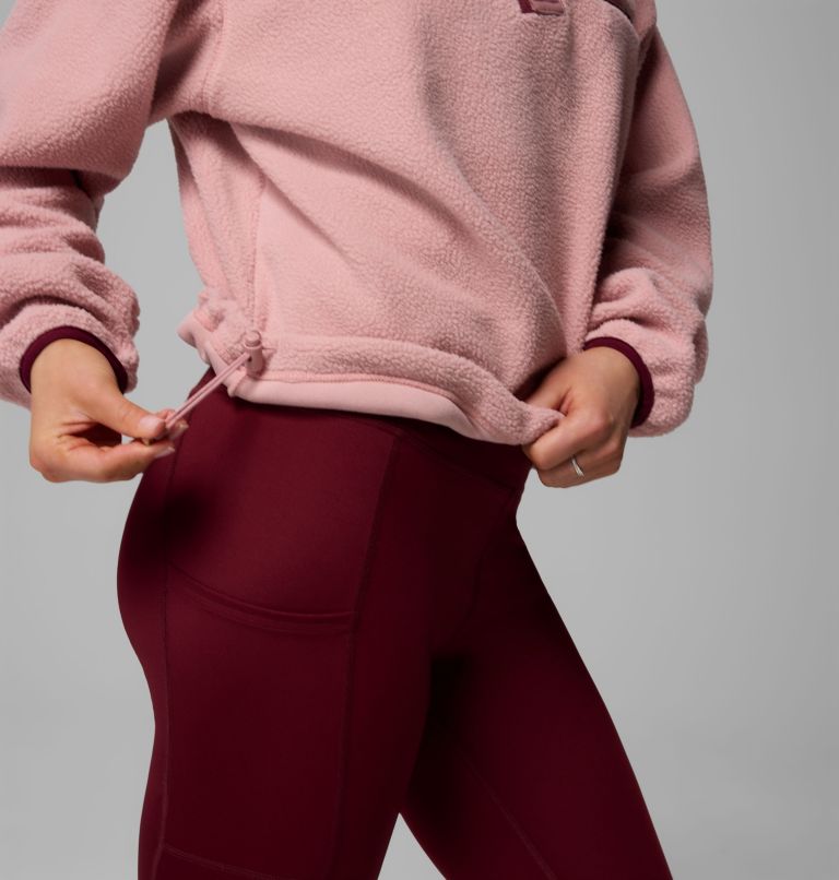 Women's Helvetia II Cropped Half Snap Fleece Pullover, Color: Eraser Pink, Fig, Rich Wine, image 6