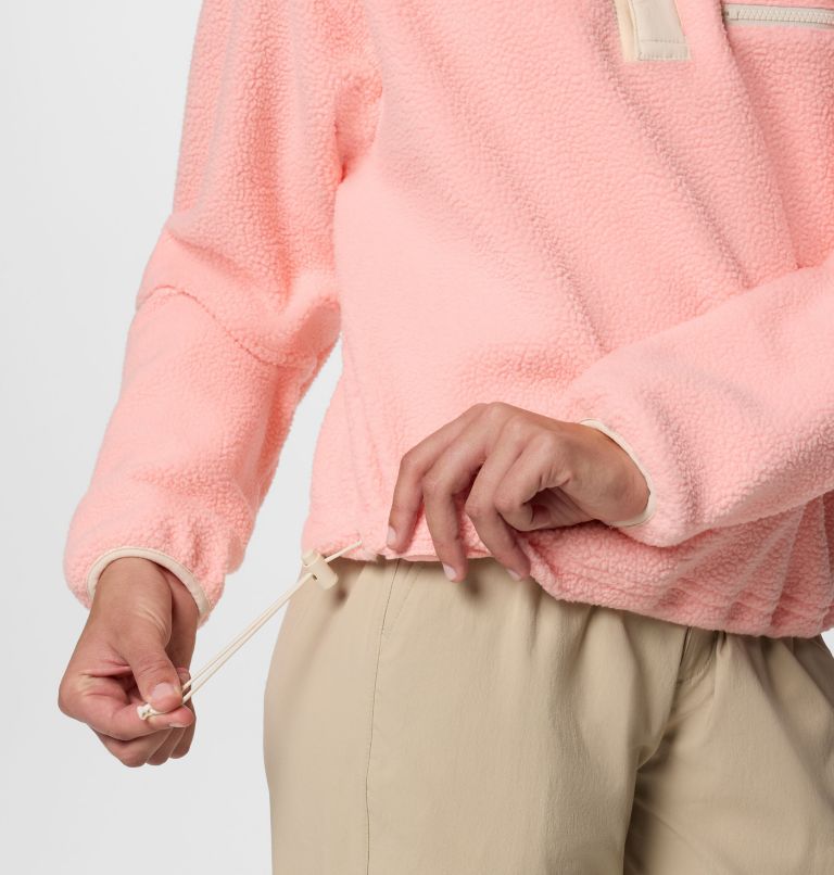 Women's Helvetia II Cropped Sherpa Half Snap Fleece, Color: Pink Sand, image 5