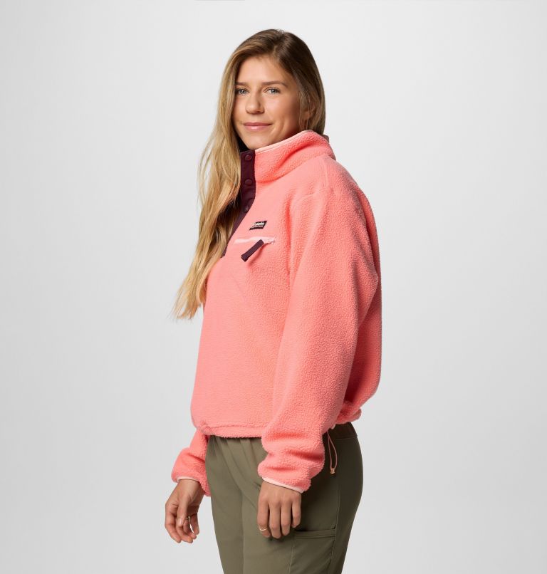 Women's Helvetia II Cropped Sherpa Half Snap Fleece, Color: Alpenglow, image 3