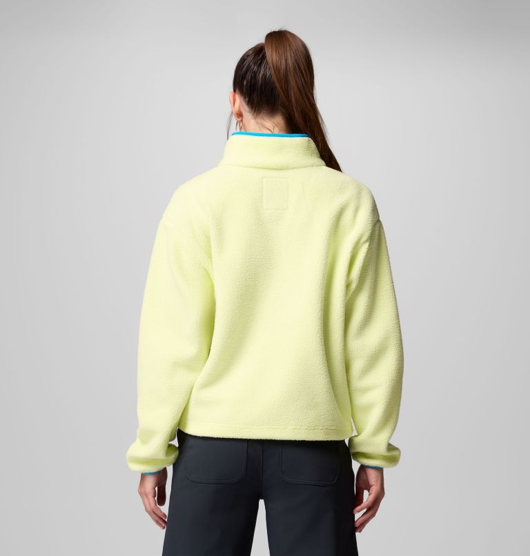 Women's Helvetia II Cropped Half Snap Fleece Pullover, Color: Citron Haze, Black, Compass Blue, image 3