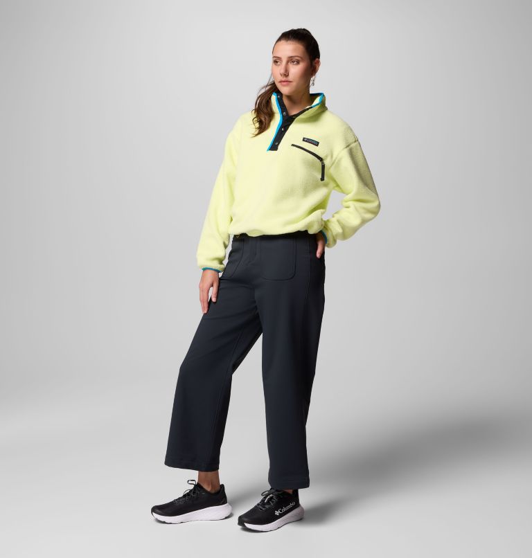 Women's Helvetia II Cropped Half Snap Fleece Pullover, Color: Citron Haze, Black, Compass Blue, image 8