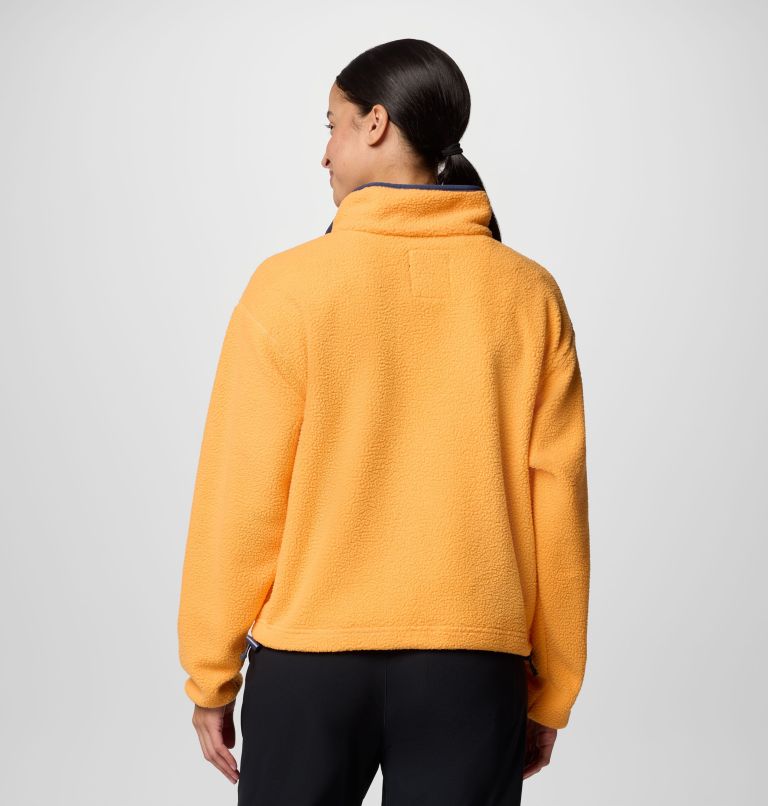 Women's Helvetia II Cropped Sherpa Half Snap Fleece, Color: Summer Orange, image 2