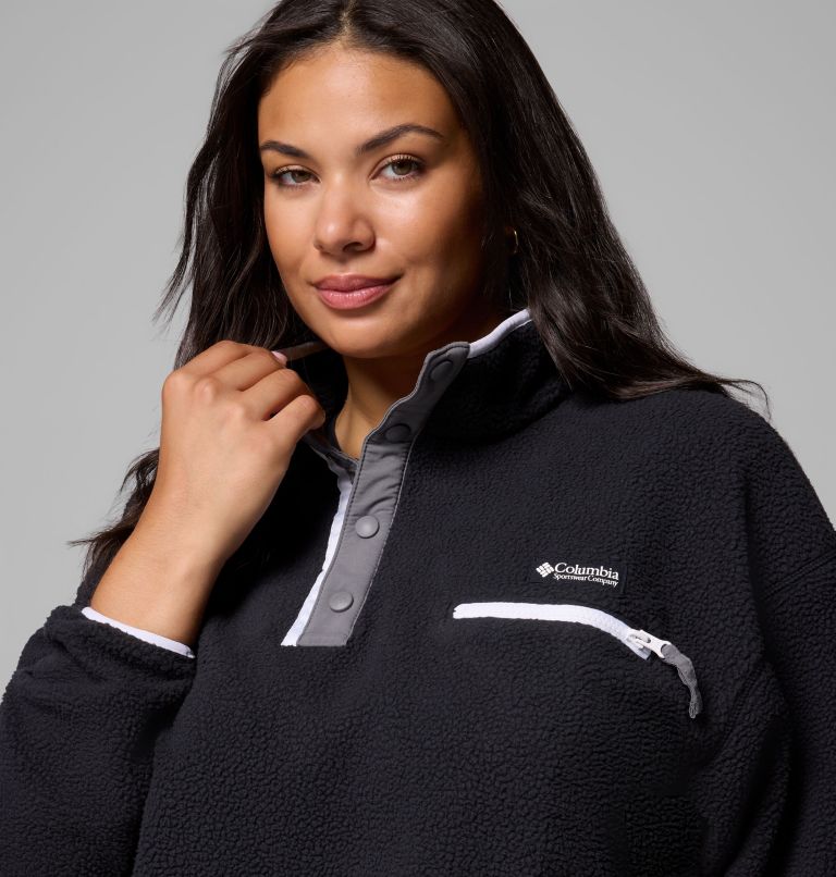 Women's Helvetia II Cropped Half Snap Fleece Pullover - Plus Size, Color: Black, image 5