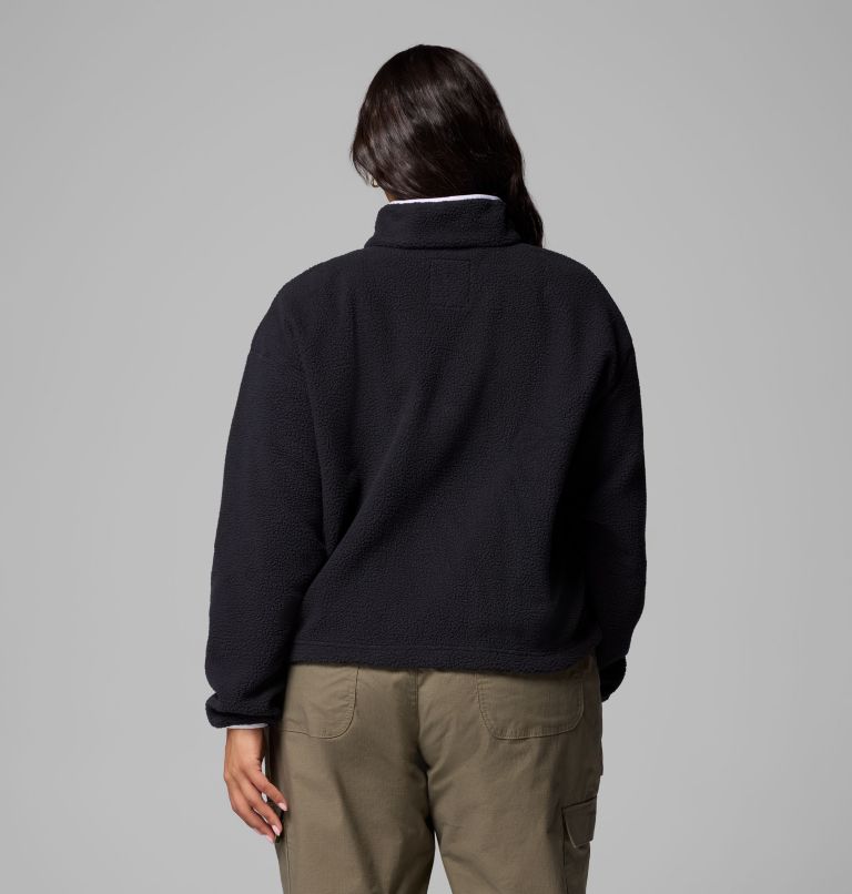Women's Helvetia II Cropped Half Snap Fleece Pullover - Plus Size, Color: Black, image 3