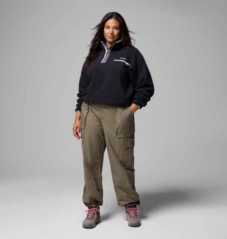 Women's Helvetia II Cropped Half Snap Fleece Pullover - Plus Size, Color: Black, image 2