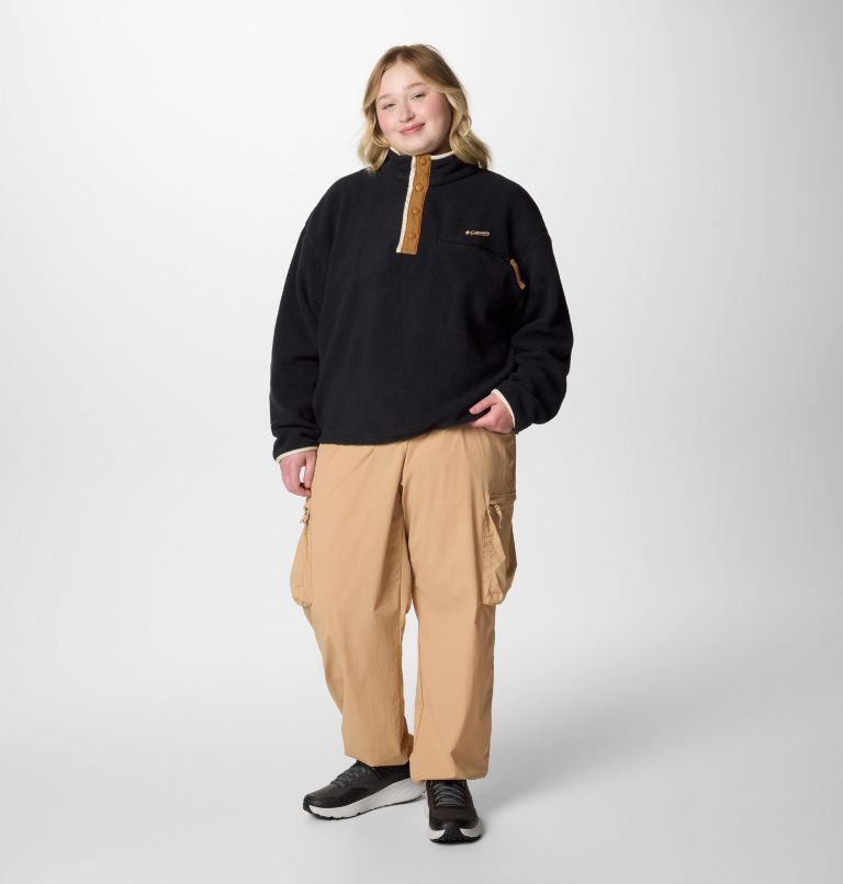Women's Helvetia II Cropped Half Snap Fleece Pullover - Plus Size, Color: Black, image 3