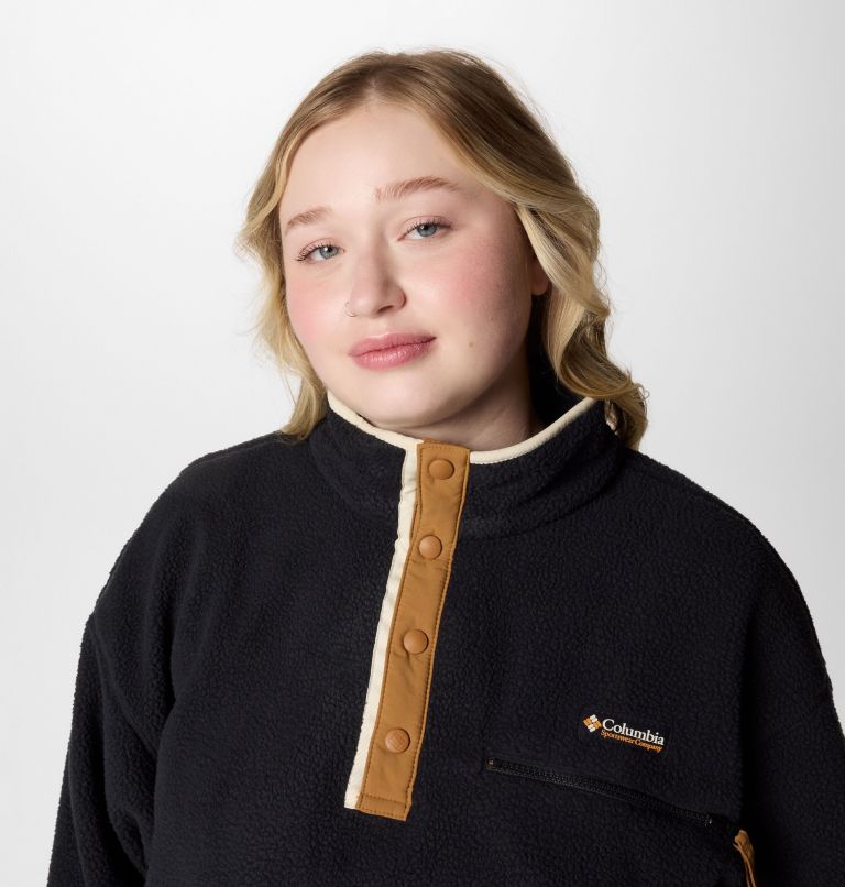 Women's Helvetia II Cropped Half Snap Fleece Pullover - Plus Size, Color: Black, image 5