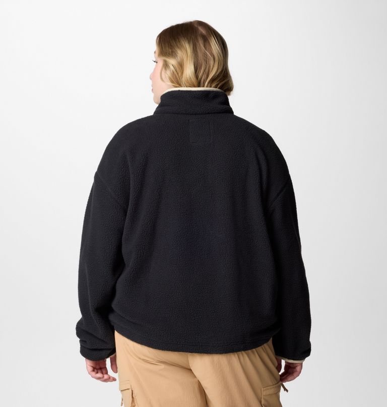 Women's Helvetia II Cropped Half Snap Fleece Pullover - Plus Size, Color: Black, image 2