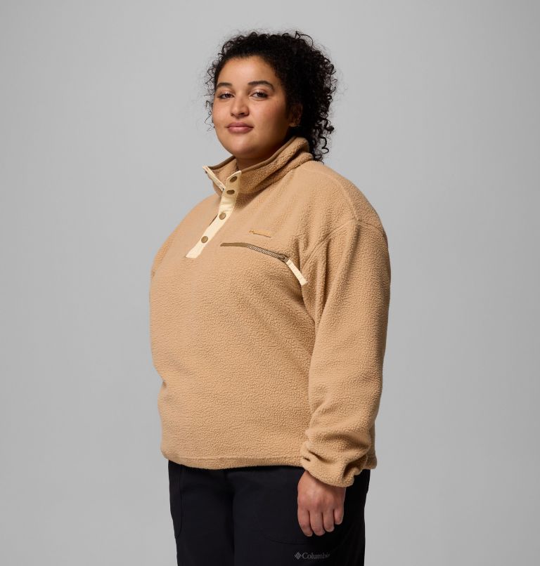 Women's Helvetia II Cropped Half Snap Fleece Pullover - Plus Size, Color: Canoe, image 4