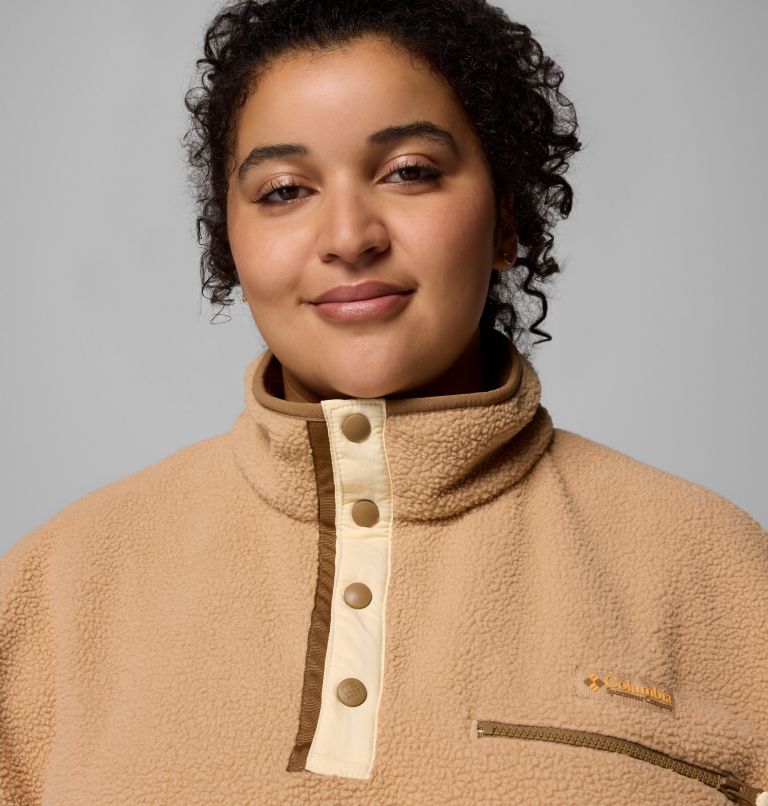 Women's Helvetia II Cropped Half Snap Fleece Pullover - Plus Size, Color: Canoe, image 5