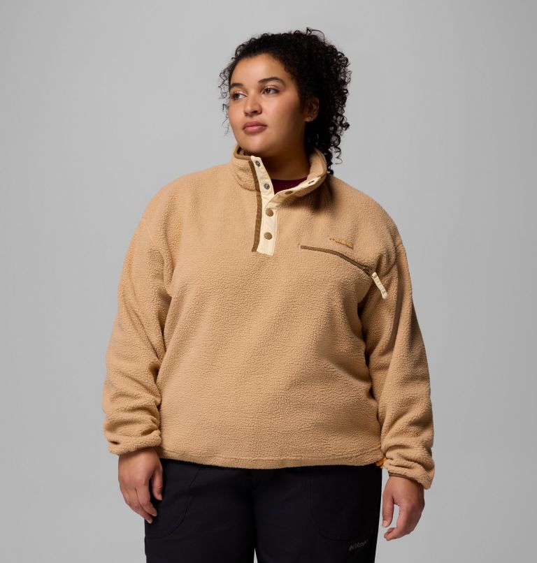 Women's Helvetia II Cropped Half Snap Fleece Pullover - Plus Size, Color: Canoe, image 1