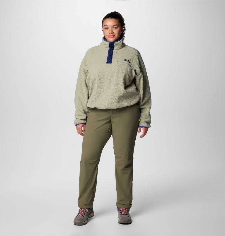 Women's Helvetia II Cropped Half Snap Fleece Pullover - Plus Size, Color: Safari, image 3