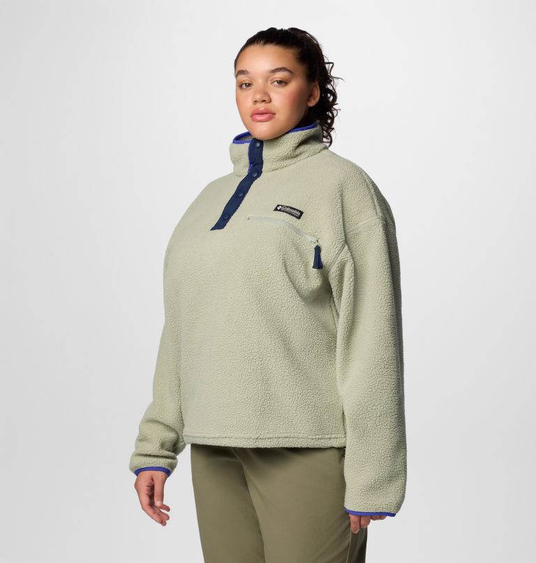 Women's Helvetia II Cropped Half Snap Fleece Pullover - Plus Size, Color: Safari, image 4