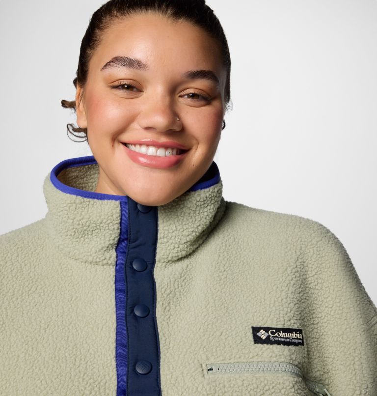 Women's Helvetia II Cropped Half Snap Fleece Pullover - Plus Size, Color: Safari, image 5