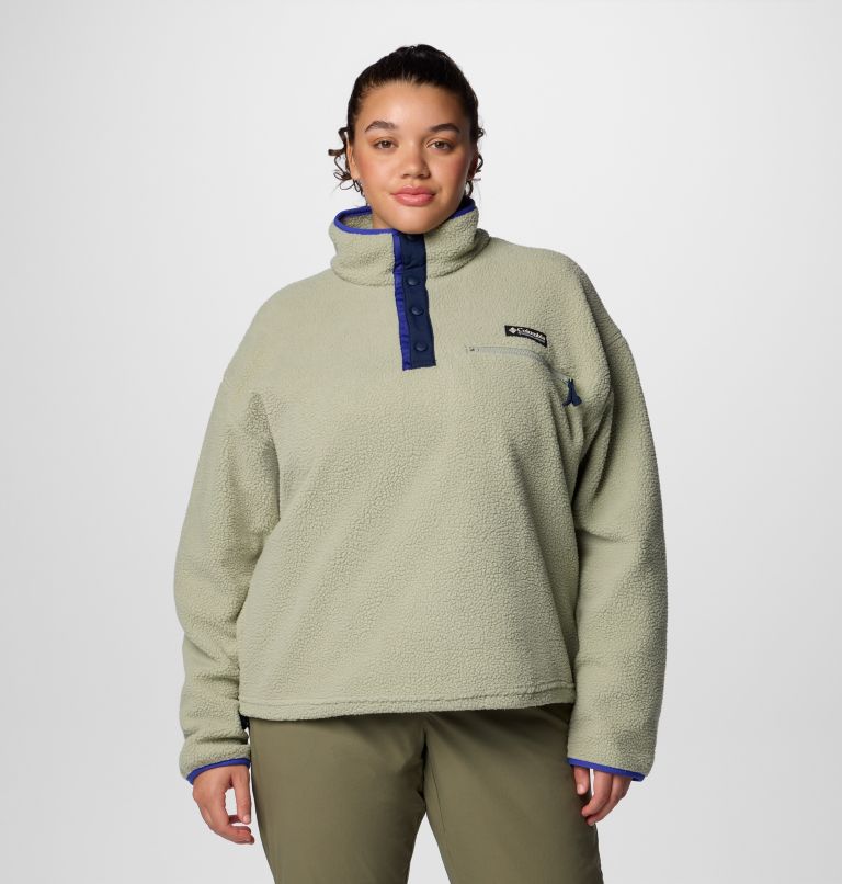 Women's Helvetia II Cropped Half Snap Fleece Pullover - Plus Size, Color: Safari, image 1