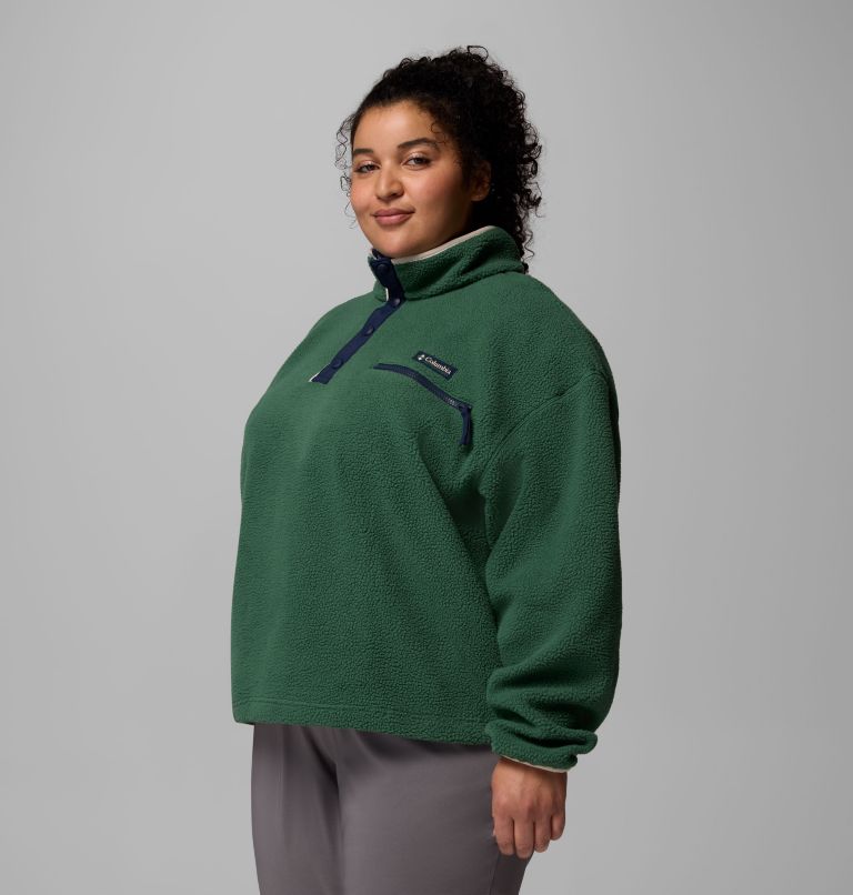 Women's Helvetia II Cropped Half Snap Fleece Pullover - Plus Size, Color: Rain Forest, Collegiate Navy, Dark Stone, image 4