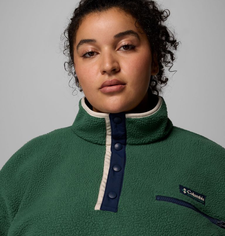 Women's Helvetia II Cropped Half Snap Fleece Pullover - Plus Size, Color: Rain Forest, Collegiate Navy, Dark Stone, image 5