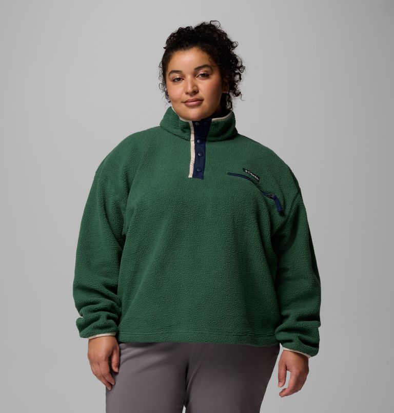 Women's Helvetia II Cropped Half Snap Fleece Pullover - Plus Size, Color: Rain Forest, Collegiate Navy, Dark Stone, image 1