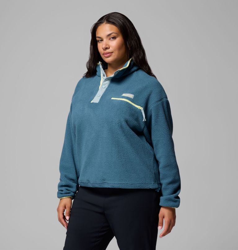 Women's Helvetia II Cropped Half Snap Fleece Pullover - Plus Size, Color: Everblue, Crushed Blue, Citron Haze, image 4