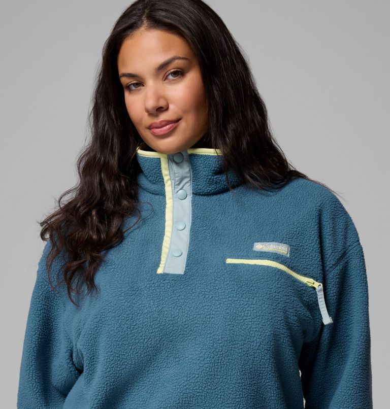 Women's Helvetia II Cropped Half Snap Fleece Pullover - Plus Size, Color: Everblue, Crushed Blue, Citron Haze, image 5