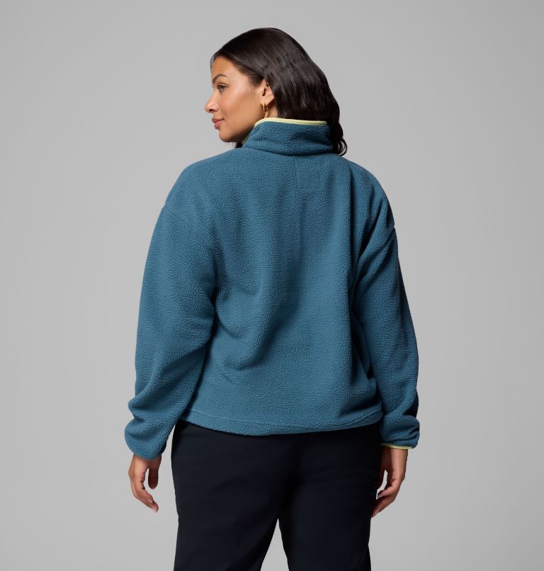 Women's Helvetia II Cropped Half Snap Fleece Pullover - Plus Size, Color: Everblue, Crushed Blue, Citron Haze, image 3