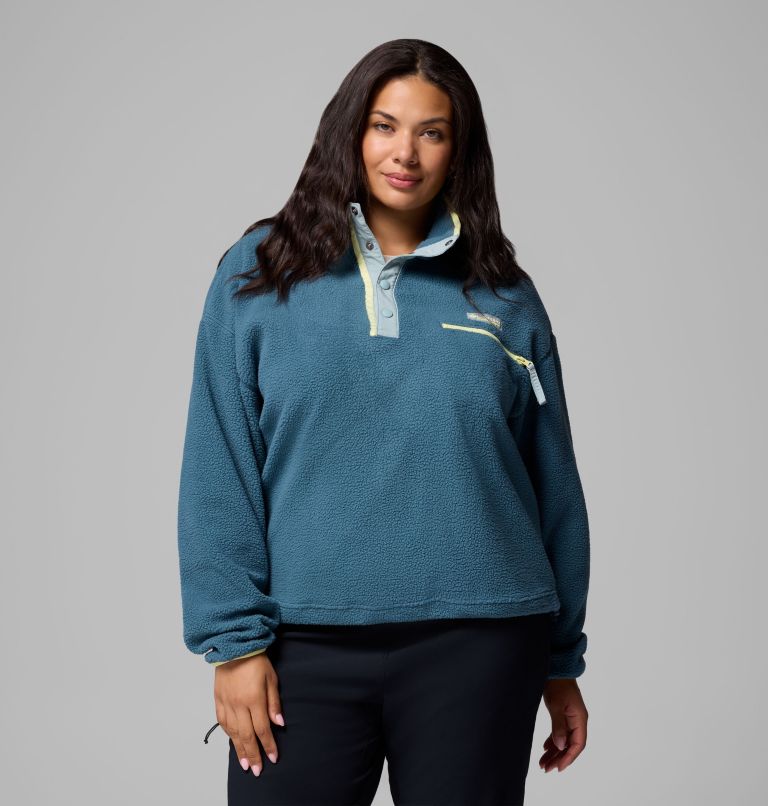 Women's Helvetia II Cropped Half Snap Fleece Pullover - Plus Size, Color: Everblue, Crushed Blue, Citron Haze, image 1