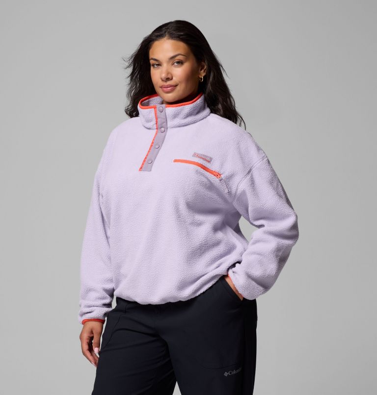 Women's Helvetia II Cropped Half Snap Fleece Pullover - Plus Size, Color: Lavender Pearl, Shale Purple, Zing, image 4