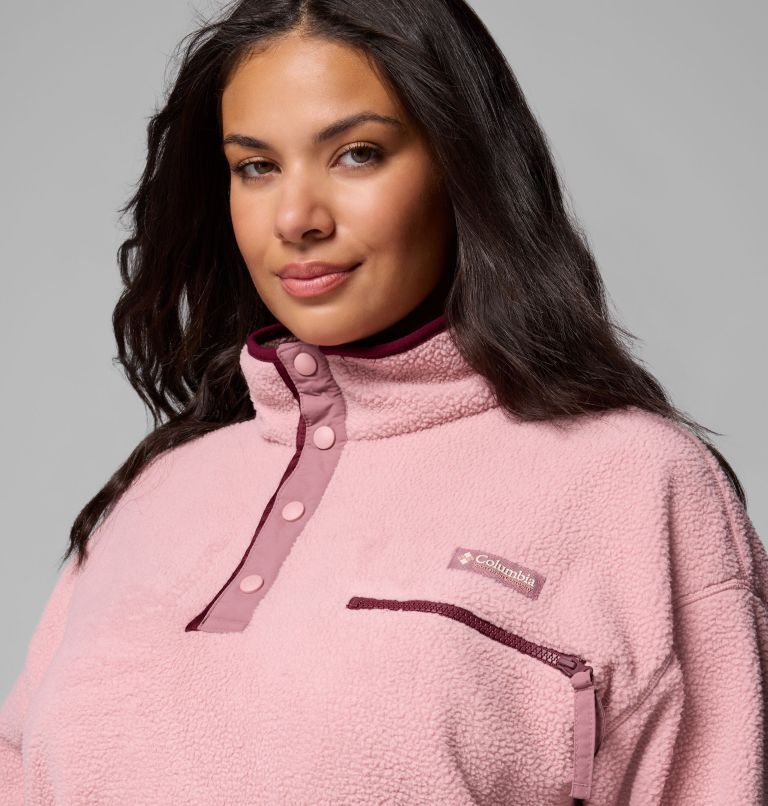 Women's Helvetia II Cropped Half Snap Fleece Pullover - Plus Size, Color: Eraser Pink, Fig, Rich Wine, image 5