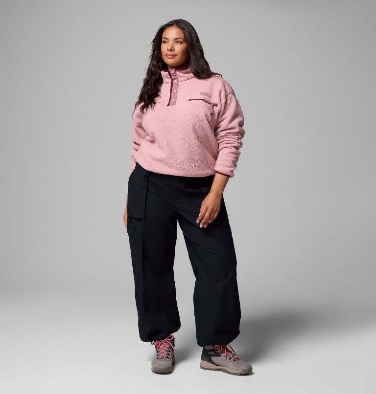 Women's Helvetia II Cropped Half Snap Fleece Pullover - Plus Size, Color: Eraser Pink, Fig, Rich Wine, image 2