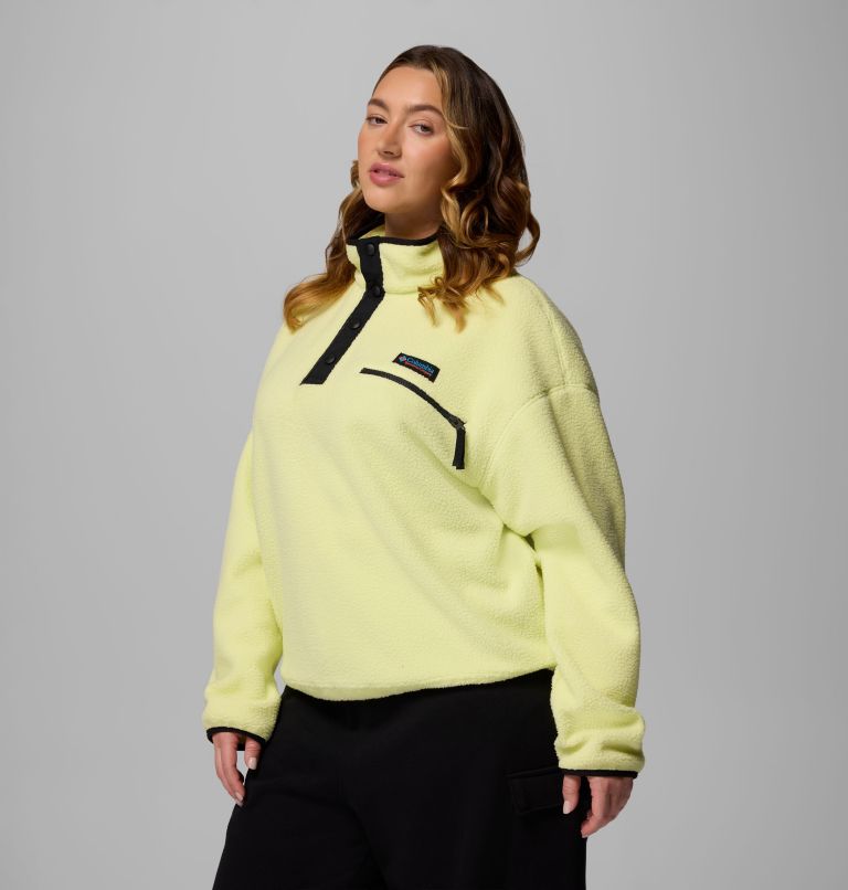 Women's Helvetia II Cropped Half Snap Fleece Pullover - Plus Size, Color: Citron Haze, Black, Compass Blue, image 4