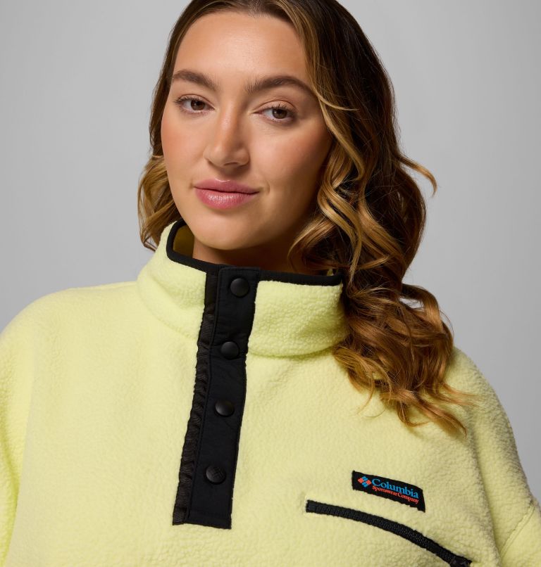 Women's Helvetia II Cropped Half Snap Fleece Pullover - Plus Size, Color: Citron Haze, Black, Compass Blue, image 5
