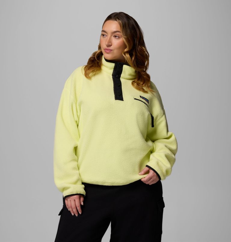 Women's Helvetia II Cropped Half Snap Fleece Pullover - Plus Size, Color: Citron Haze, Black, Compass Blue, image 1