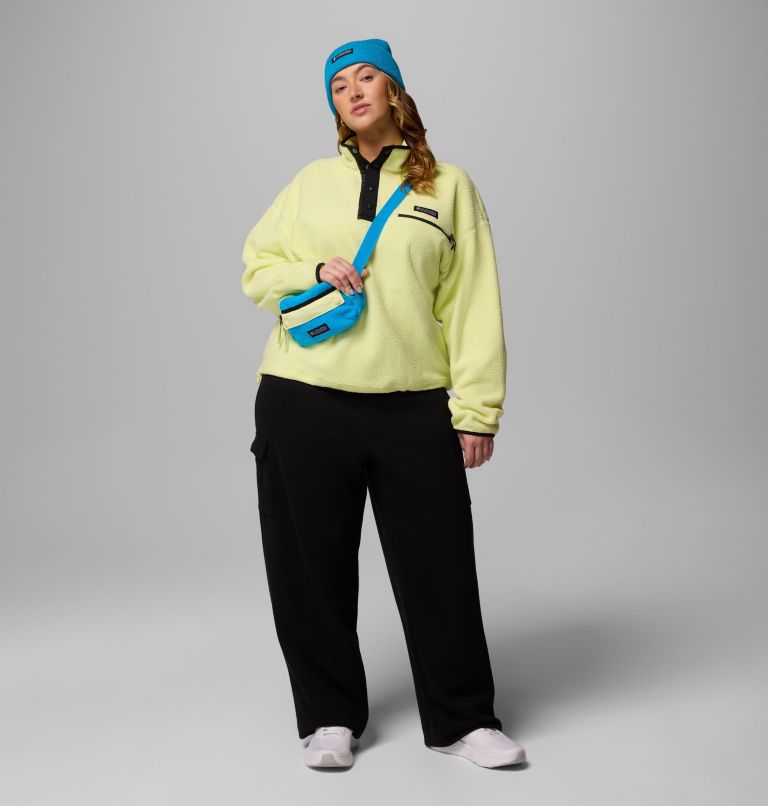 Women's Helvetia II Cropped Half Snap Fleece Pullover - Plus Size, Color: Citron Haze, Black, Compass Blue, image 2