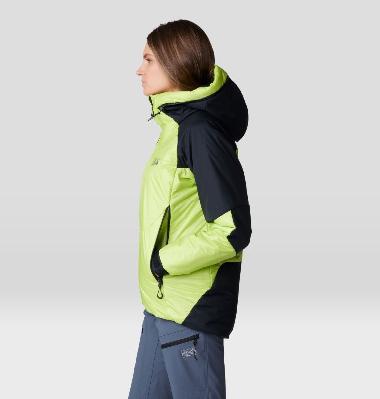 Women's Compressor Alpine Hooded Jacket, Color: Citron Glow, Black, image 3
