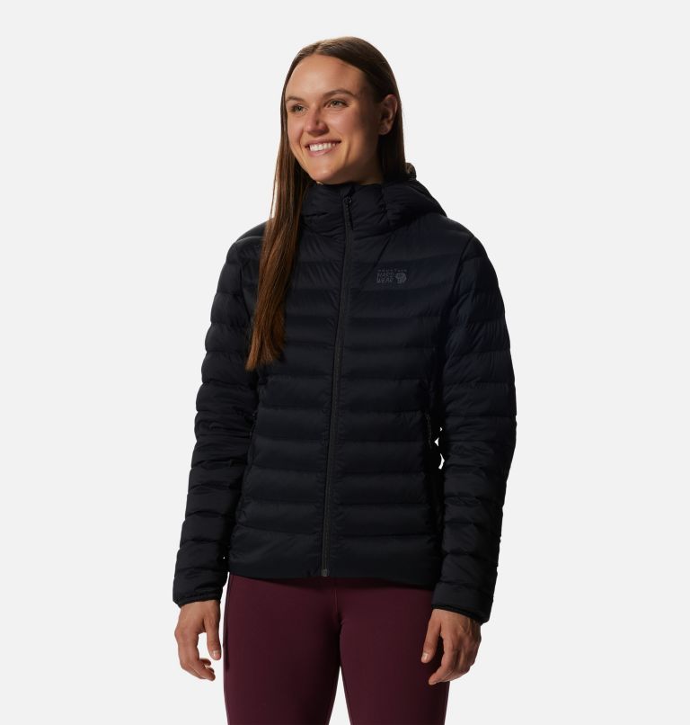 Women's Deloro Down Full Zip Hoody, Color: Black, image 1