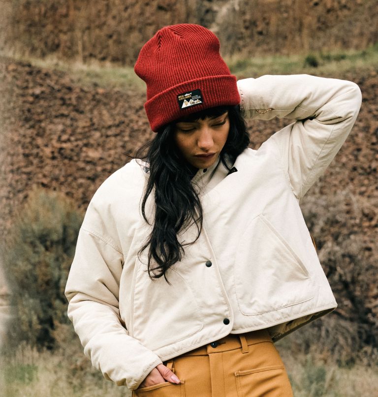 Unisex Provisions Cuffed Beanie, Color: Red Dahlia, Heritage High Cascades, image 7